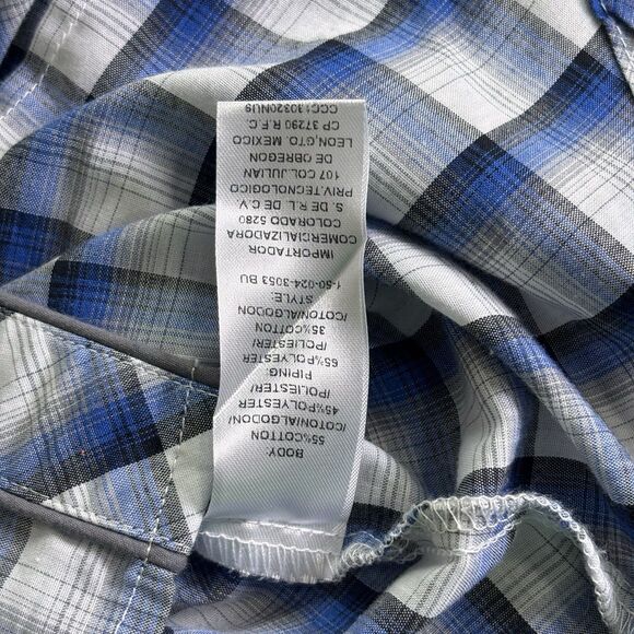 Roper Embroidered Western Top Women Size Medium Blue Plaid Pearl Snap - Picture 8 of 9